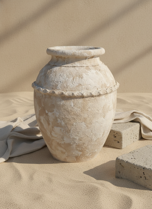 Vaso terracota artesanal Tamar H feito à mão Portugal. Design biofílico; Decoração sustentável; Decoração orgânica, estilo wabi-sabi, minimalista, rústico, mediterrânico, Japandi e farmehouse. Decoração de interiores;