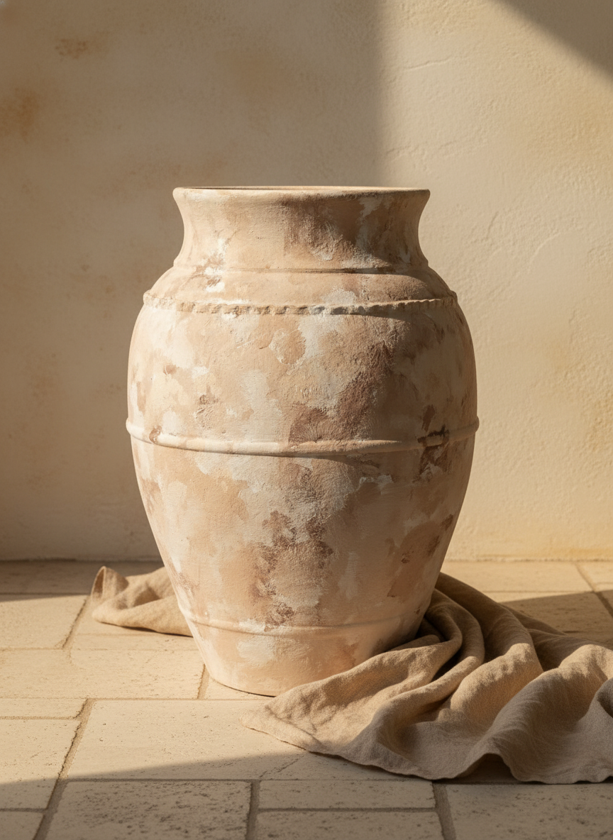 Vaso terracota artesanal LAMOUR G feito à mão Portugal. Decoração orgânica; Decoração sustentável; Design de interiores; decoração e design biofílico; Decoração minimalista, wabi-sabi, rústica, mediterrânico e farmehouse. 