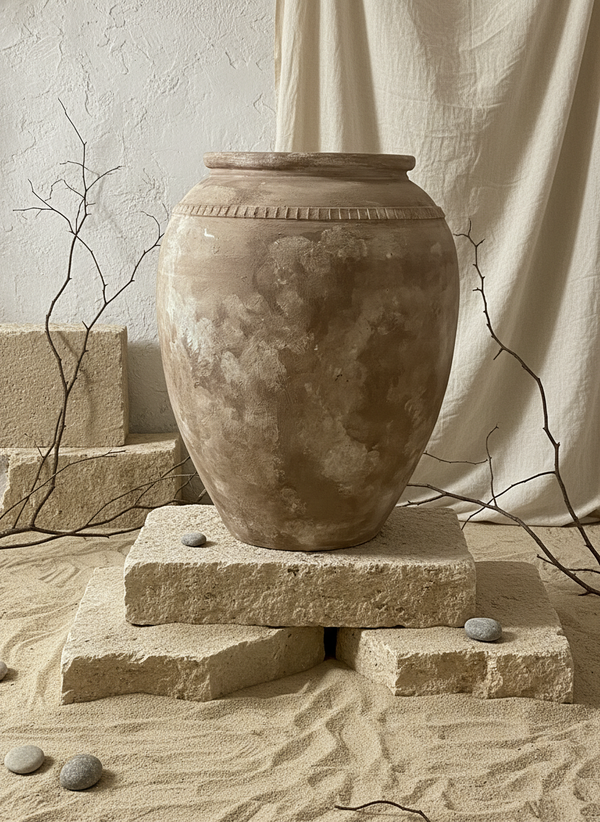 Vaso terracota artesanal RÚSTICO K feito à mão em Portugal, decoração wabi-sabi, minimalista, rústica, mediterrânica, cottagecore e farmhouse . Decoração e design de interiores; decoração e design biofílico;