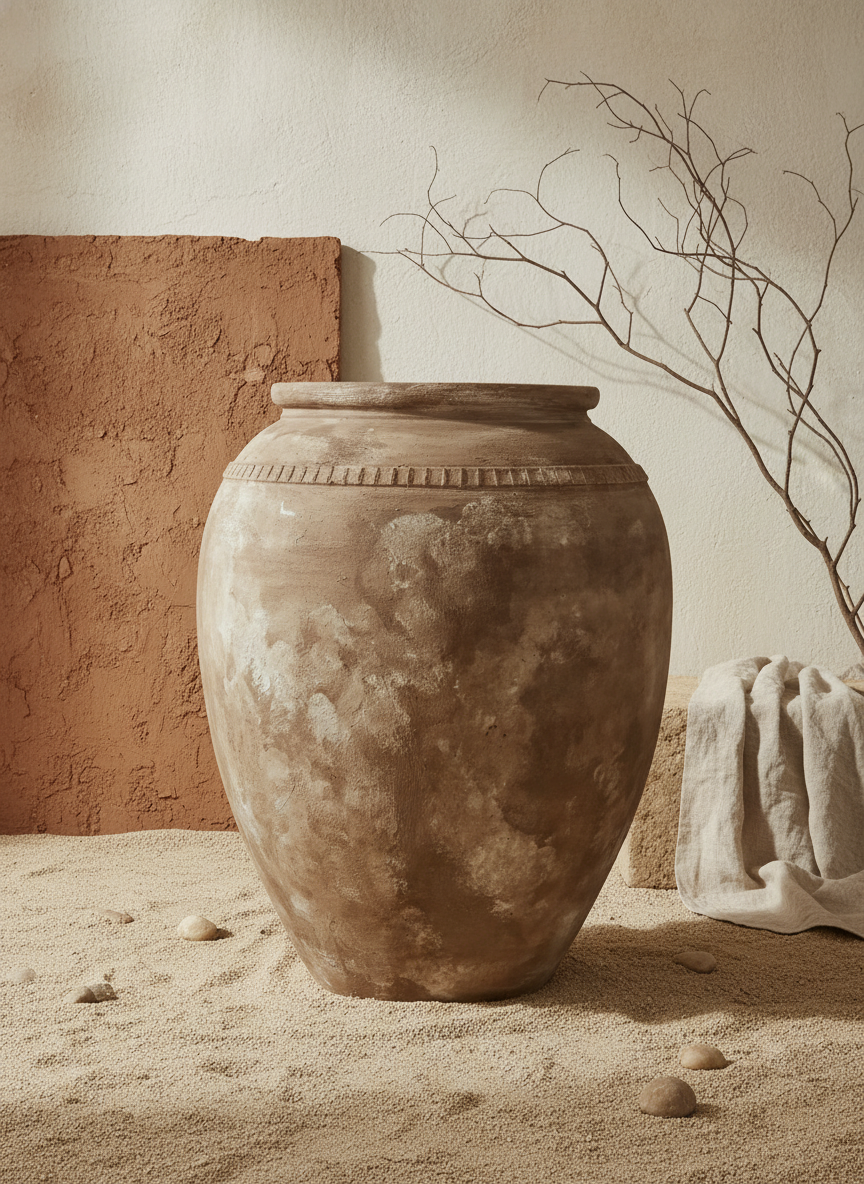 Vaso terracota artesanal RÚSTICO K feito à mão em Portugal, decoração wabi-sabi, minimalista, rústica, mediterrânica, cottagecore e farmhouse . Decoração e design de interiores; decoração e design biofílico;