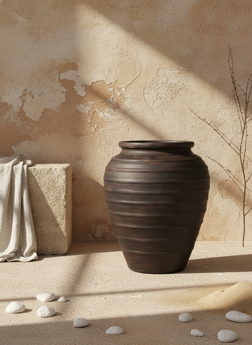 Vaso terracota artesanal Rústico C, feito artesanalmente em Portugal. Decoração  minimalista, rústico, mediterrânico, farmhouse e cottage. Decoração de interiores; Design biofílico; Decoração sustentável