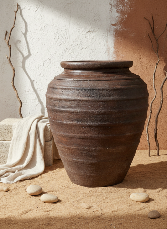 Vaso terracota artesanal RÚSTICO I feito à mão Portugal. Estilos cottagecore, rústico, mediterrânico, Japandi, estilo wabi-sabi e farmehouse. Decoração de interiores;  design biofílico;