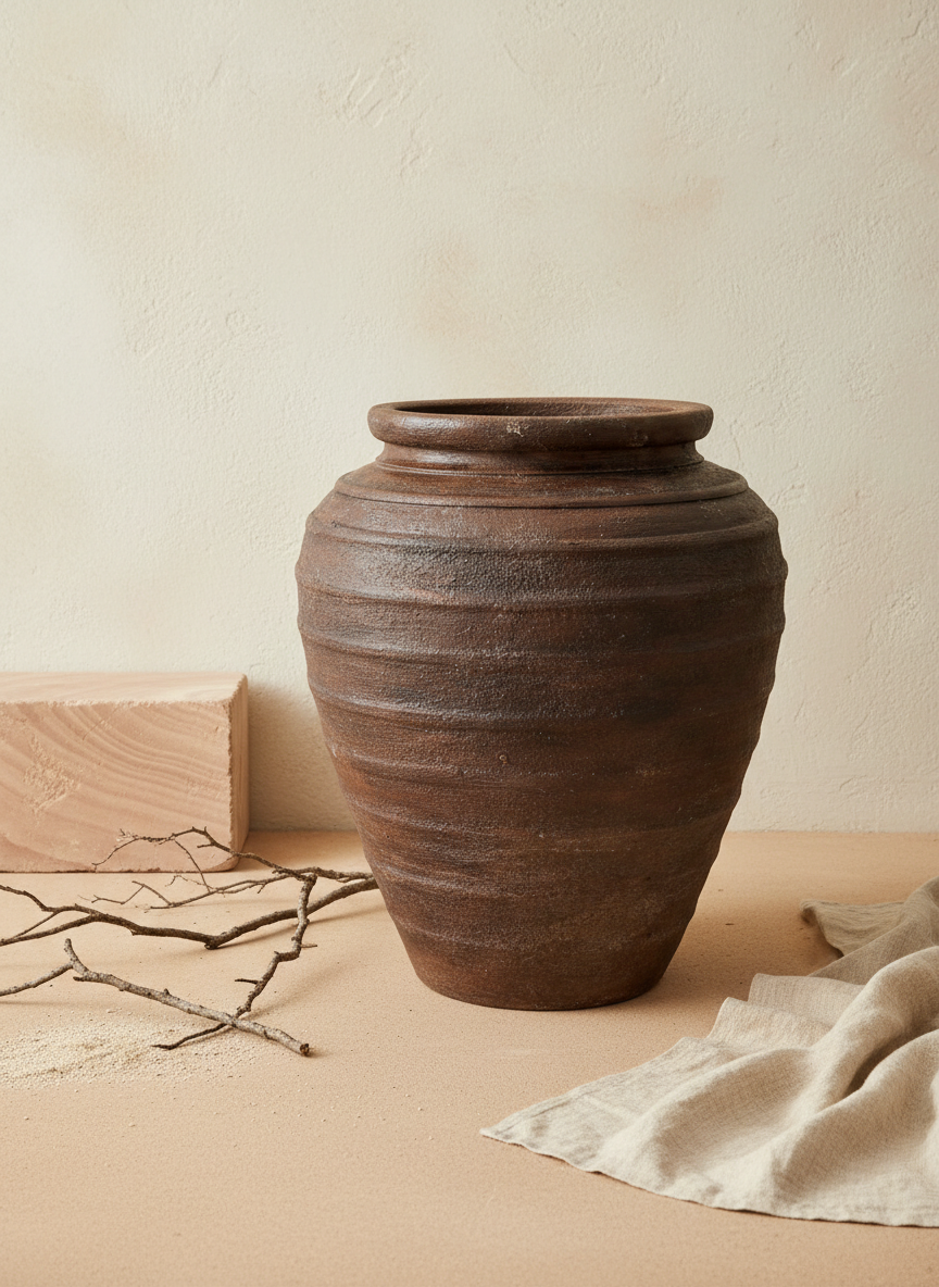 Vaso terracota artesanal RÚSTICO I feito à mão Portugal. Estilos cottagecore, rústico, mediterrânico, Japandi, estilo wabi-sabi e farmehouse. Decoração de interiores;  design biofílico;