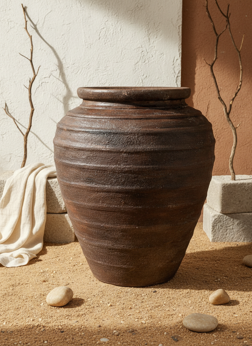 Vaso terracota artesanal RÚSTICO I feito à mão Portugal. Estilos cottagecore, rústico, mediterrânico, Japandi, estilo wabi-sabi e farmehouse. Decoração de interiores;  design biofílico;