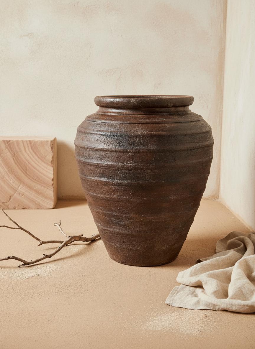 Vaso terracota artesanal RÚSTICO I feito à mão Portugal. Estilos cottagecore, rústico, mediterrânico, Japandi, estilo wabi-sabi e farmehouse. Decoração de interiores;  design biofílico;