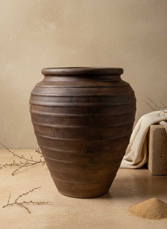 Vaso terracota artesanal Rústico E, feito  em Portugal. Decoração  minimalista, rústico, mediterrânico, farmhouse e cottage. Decoração de interiores; Design biofílico; Decoração sustentável