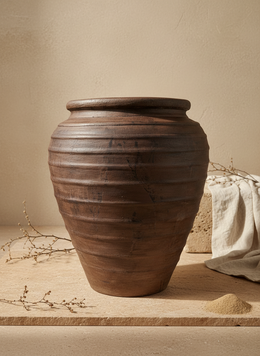 Vaso terracota artesanal Rústico E, feito  em Portugal. Decoração  minimalista, rústico, mediterrânico, farmhouse e cottage. Decoração de interiores; Design biofílico; Decoração sustentável