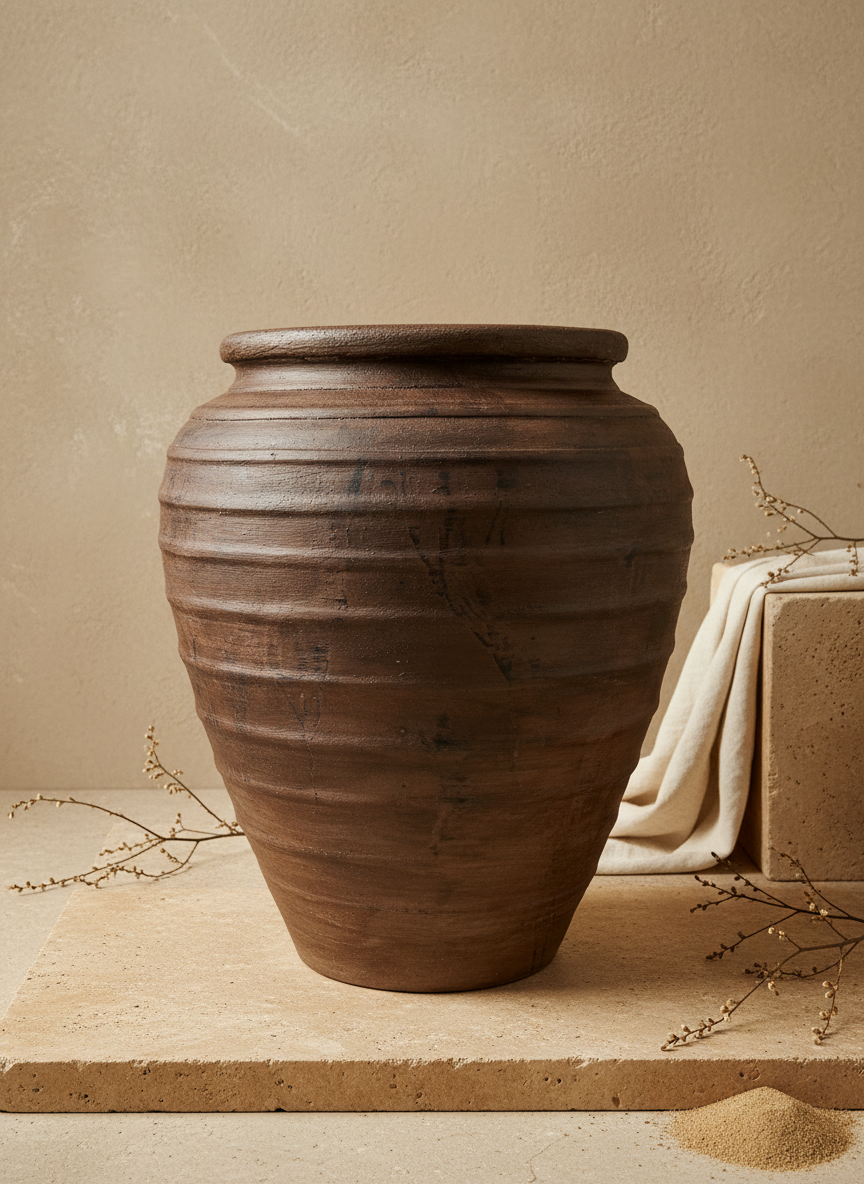 Vaso terracota artesanal Rústico E, feito  em Portugal. Decoração  minimalista, rústico, mediterrânico, farmhouse e cottage. Decoração de interiores; Design biofílico; Decoração sustentável