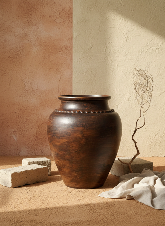 Vaso terracota artesanal RÚSTICO L, feito artesanalmente em Portugal. Decoração de interiores; Design biofílico; Decoração sustentável nos estilos: Japandi, minimalista, rústico, mediterrânico, farmhouse e cottage. 