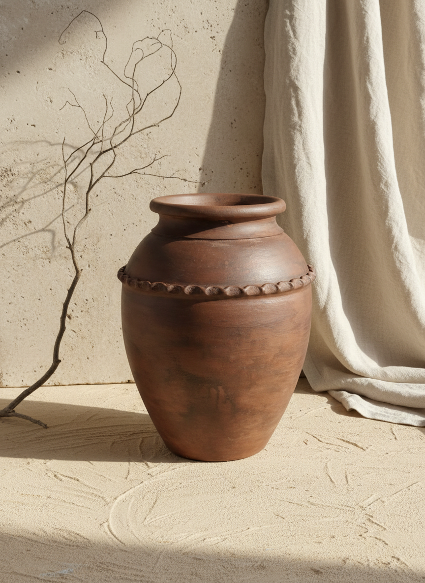 Vaso terracota artesanal RÚSTICO T feito à mão Portugal.  Decoração de interiores e exteriores; Estilos minimalista, rústico, mediterrânico, Japandi, estilo wabi-sabi e farmehouse.   Design biofílico;