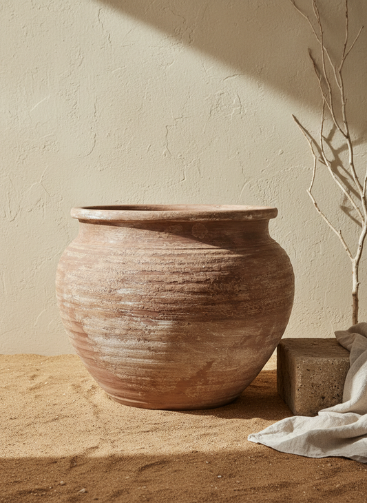 Vaso terracota artesanal RÚSTICO P feito à mão em Portugal. Estilos minimalista, rústico, mediterrânico, Japandi,  wabi-sabi e farmehouse. Decoração de interiores;  design biofílico;