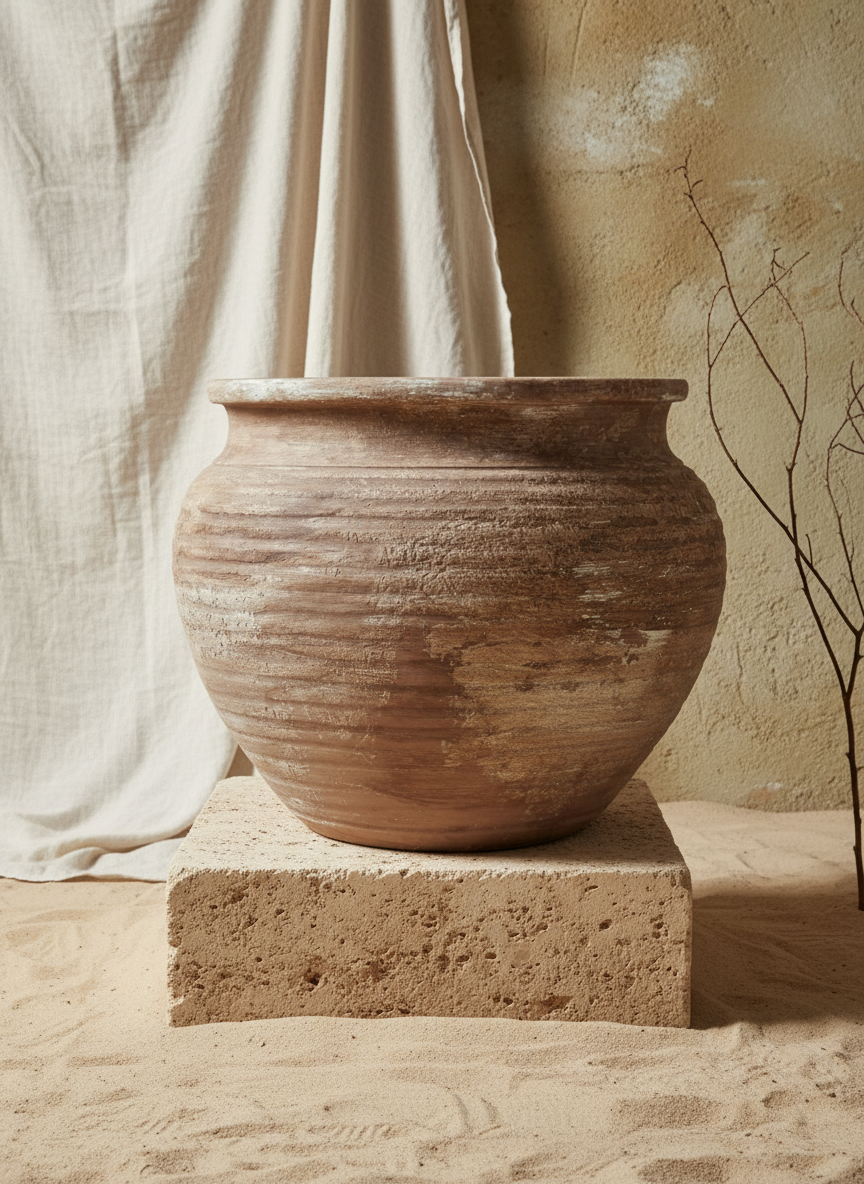 Vaso terracota artesanal RÚSTICO P feito à mão em Portugal. Estilos minimalista, rústico, mediterrânico, Japandi,  wabi-sabi e farmehouse. Decoração de interiores;  design biofílico;