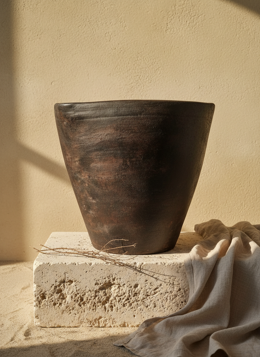 Vaso terracota artesanal RÚSTICO S feito à mão em Portugal. Estilos minimalista, rústico, mediterrânico, Japandi,  wabi-sabi e farmehouse. Decoração de interiores;  design biofílico;