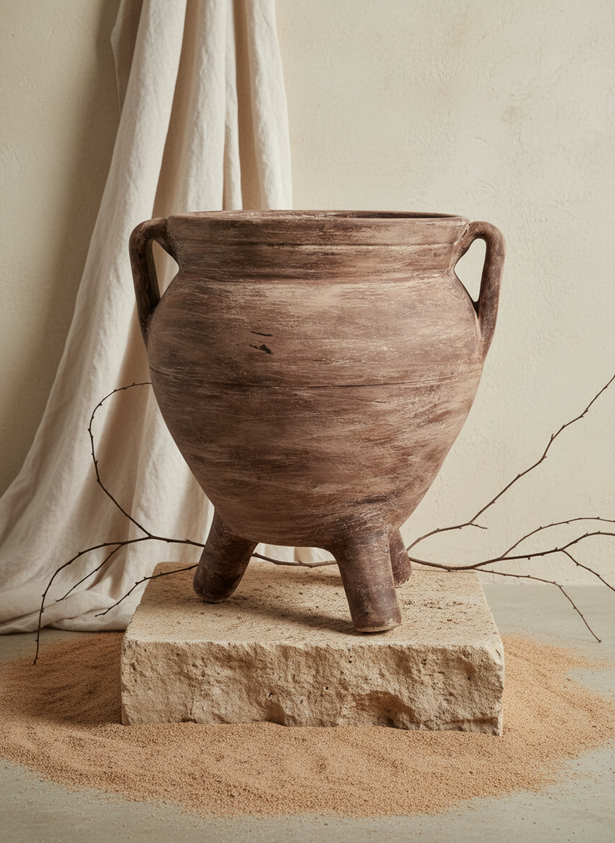 Vaso terracota artesanal RÚSTICO V. Vaso com 3 pernas, feito à mão Portugal.  Decoração de interiores e exteriores; Estilos minimalista, rústico, mediterrânico, Japandi, estilo wabi-sabi e farmehouse.   Design biofílico;