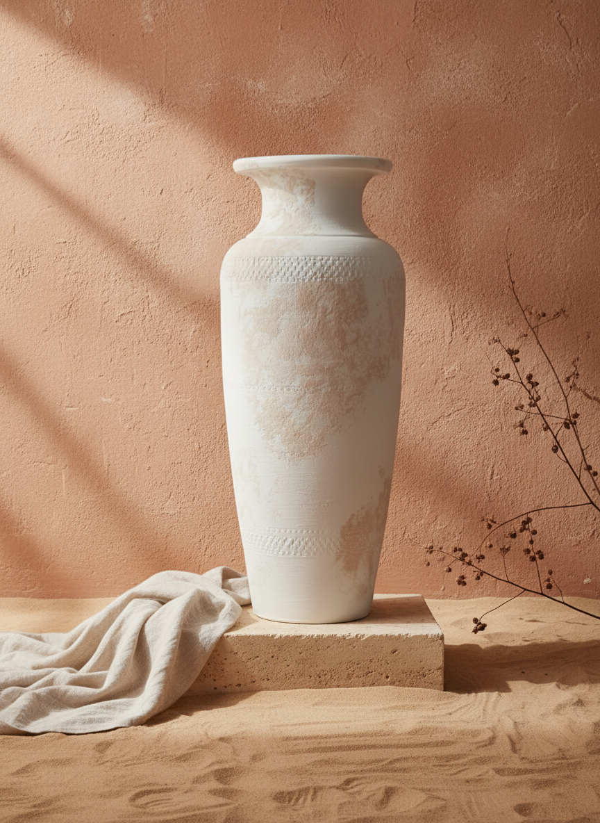 Vaso terracota artesanal  EXC 3, handmade em Portugal. Decoração orgânica; wabi-sabi, farmhouse, Japandi, minimalista, mediterrânica, cottagecore e moderno. Design de interiores sustentável; design biofílico;