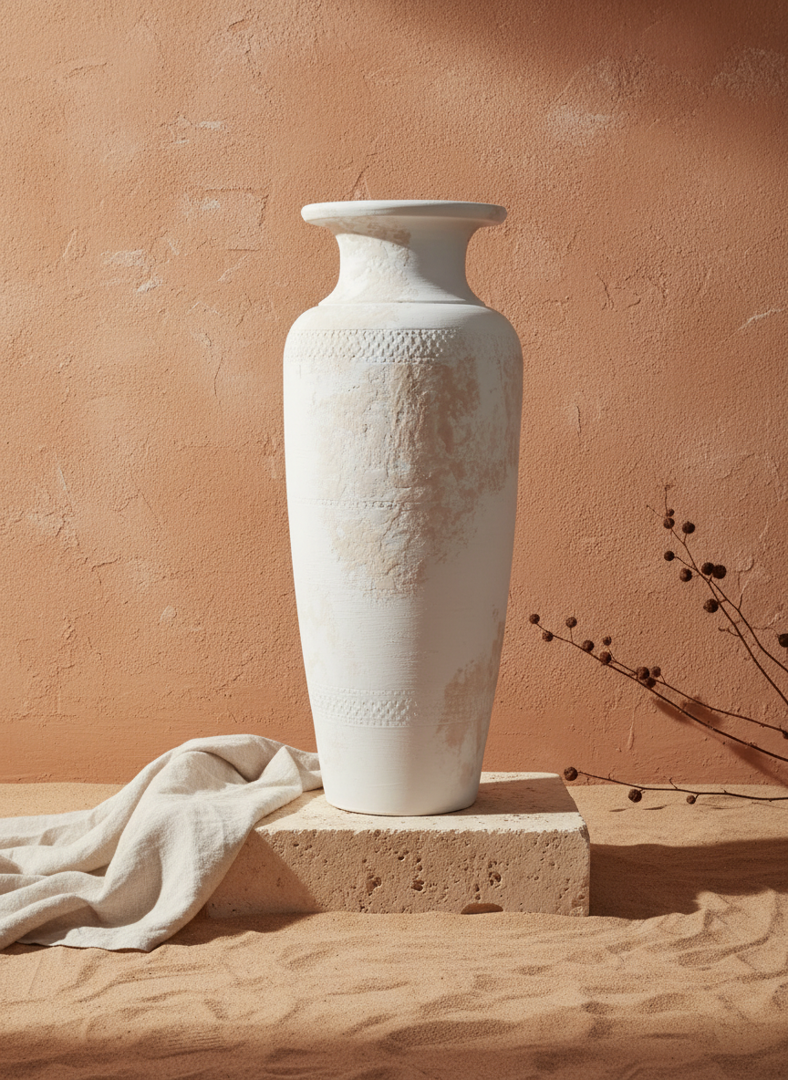 Vaso terracota artesanal  EXC 3, handmade em Portugal. Decoração orgânica; wabi-sabi, farmhouse, Japandi, minimalista, mediterrânica, cottagecore e moderno. Design de interiores sustentável; design biofílico;