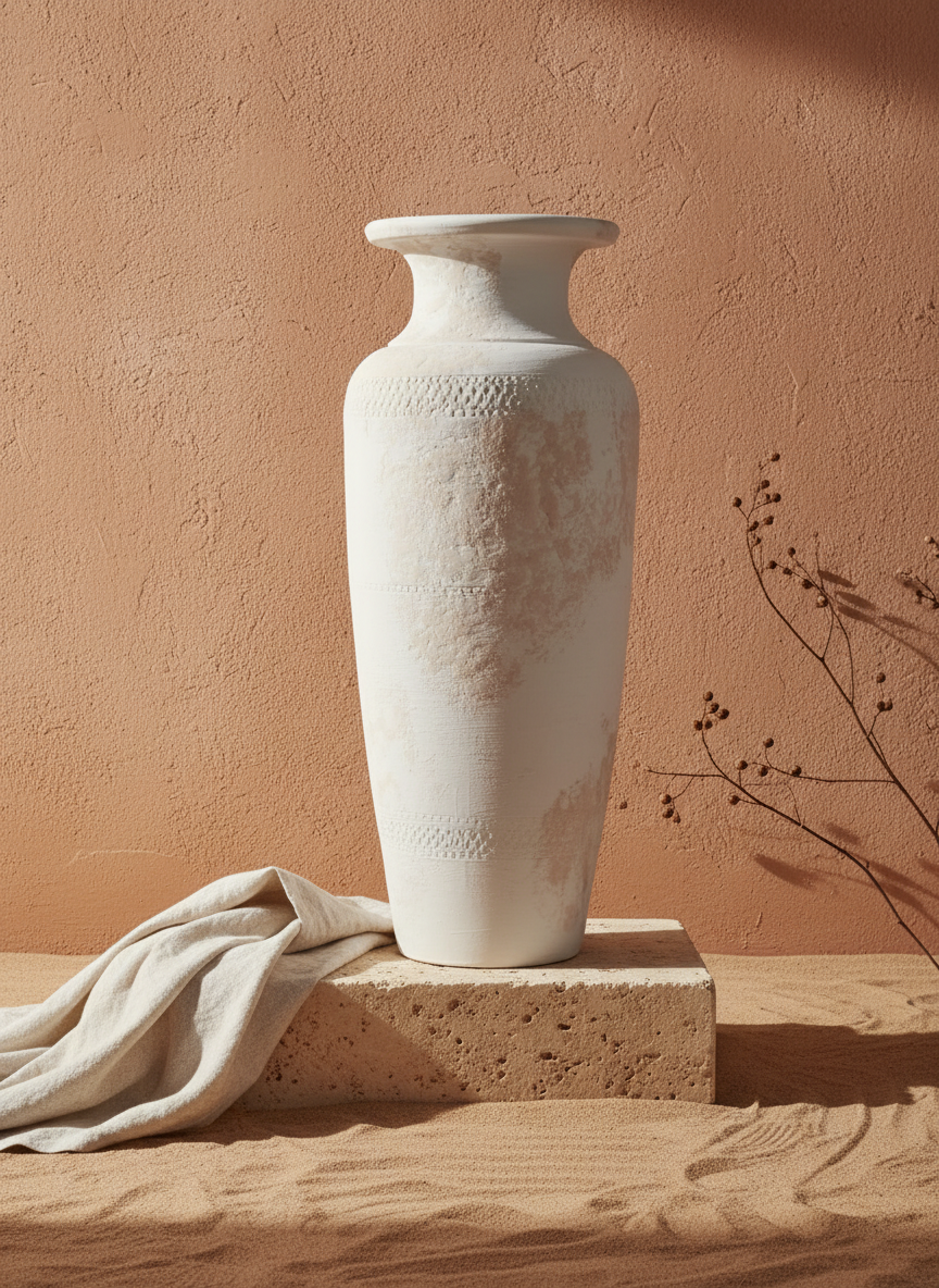 Vaso terracota artesanal  EXC 3, handmade em Portugal. Decoração orgânica; wabi-sabi, farmhouse, Japandi, minimalista, mediterrânica, cottagecore e moderno. Design de interiores sustentável; design biofílico;