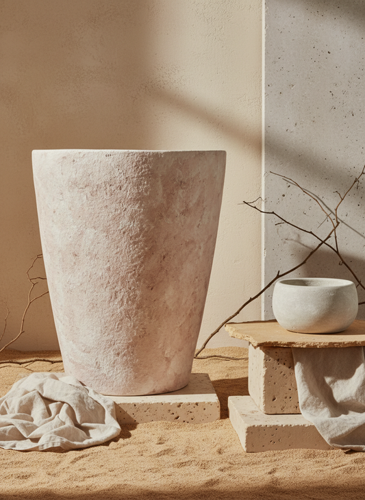 Vaso terracota artesanal  EXC 6, handmade em Portugal, decoração wabi-sabi, farmhouse, Japandi, minimalista, mediterrânica, cottagecore e moderno. Decoração sustentável e design de interiores; design biofílico;