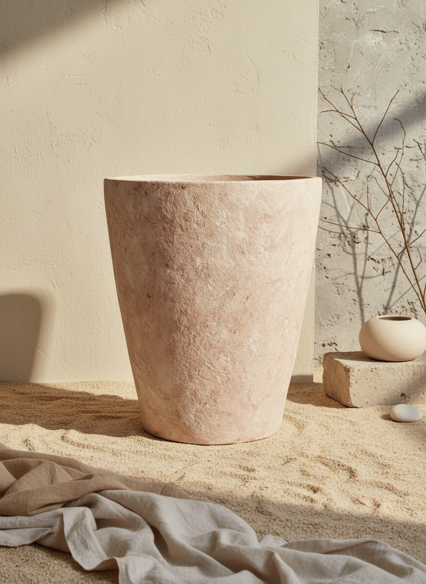 Vaso terracota artesanal  EXC 6, handmade em Portugal, decoração wabi-sabi, farmhouse, Japandi, minimalista, mediterrânica, cottagecore e moderno. Decoração sustentável e design de interiores; design biofílico;