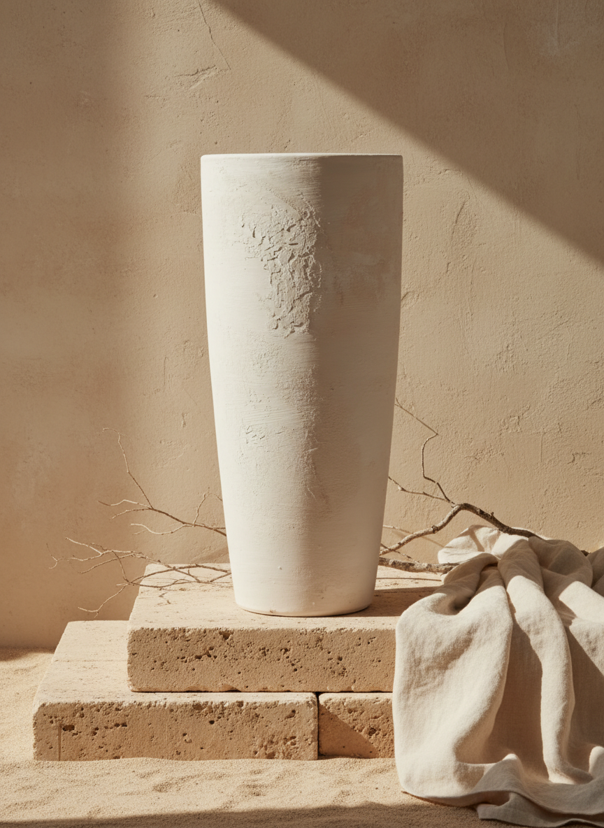 Vaso terracota artesanal  EXC 1, handmade em Portugal. Decoração wabi-sabi, farmhouse, Japandi, minimalista, mediterrânica, cottagecore e moderno. Design de interiores sustentável; design biofílico;