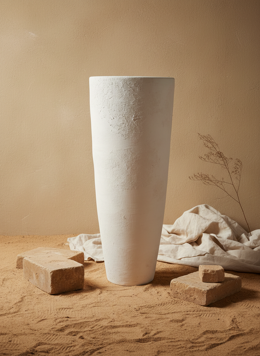 Vaso terracota artesanal  EXC 1, handmade em Portugal. Decoração wabi-sabi, farmhouse, Japandi, minimalista, mediterrânica, cottagecore e moderno. Design de interiores sustentável; design biofílico;