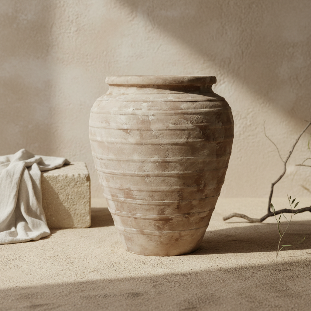 Vaso terracota artesanal  EXC 15, handmade em Portugal. Decoração wabi-sabi, farmhouse, Japandi, minimalista, mediterrânica, cottagecore e moderno. Design de interiores, decoração sustentável; design biofílico;