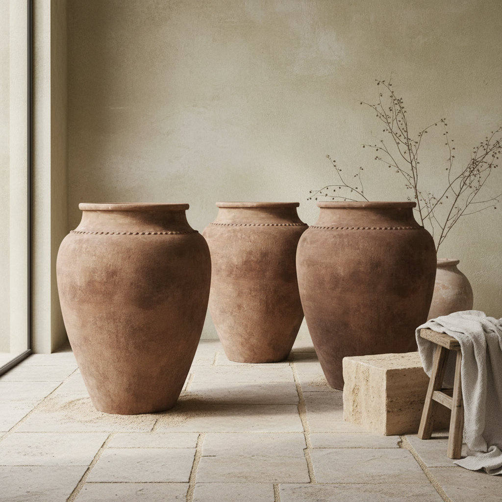 Vaso terracota artesanal RÚSTICO Y feito à mão em Portugal. decoração e design biofílico; Decoração wabi-sabi, minimalista, rústica, mediterrânica, cottagecore e farmhouse . Decoração e design de interiores; 