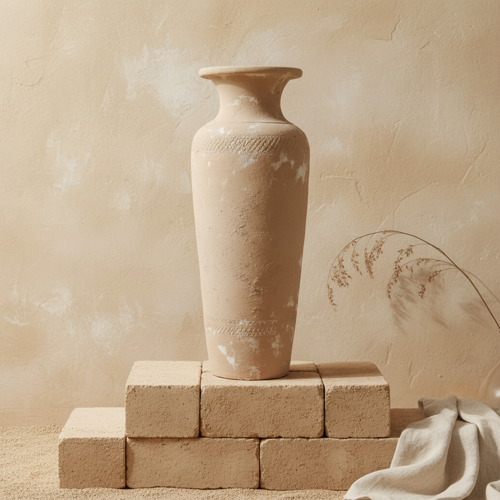 Vaso terracota artesanal  EXC 17, handmade em Portugal. Estilo orgânico; Decoração orgânica; cottagecore, wabi-sabi, farmhouse, Japandi, minimalista, mediterrânica e moderno. Design de interiores sustentável; design biofílico;