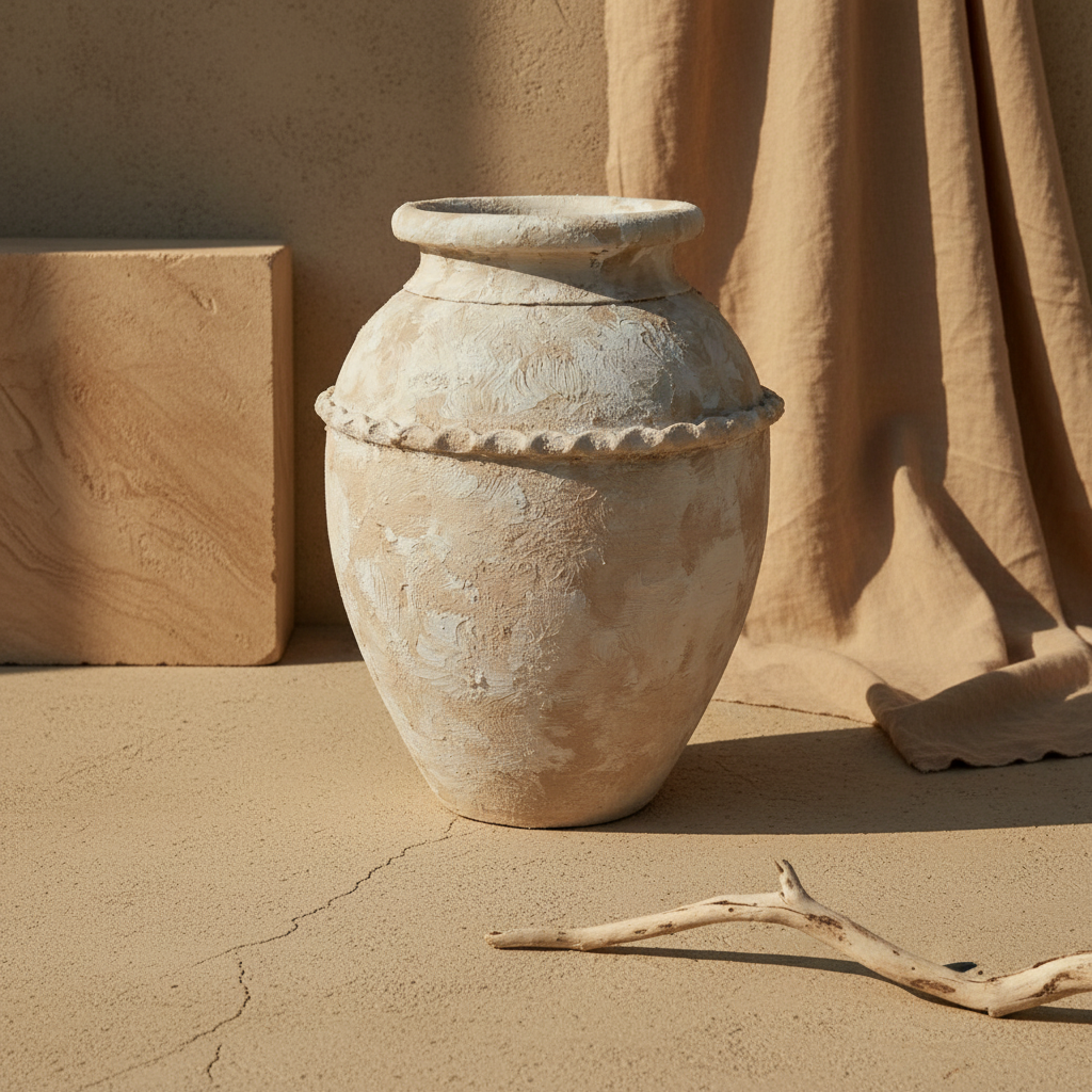 Vaso terracota artesanal Tamar H feito à mão Portugal. Design biofílico; Decoração sustentável; Decoração orgânica, estilo wabi-sabi, minimalista, rústico, mediterrânico, Japandi e farmehouse. Decoração de interiores;