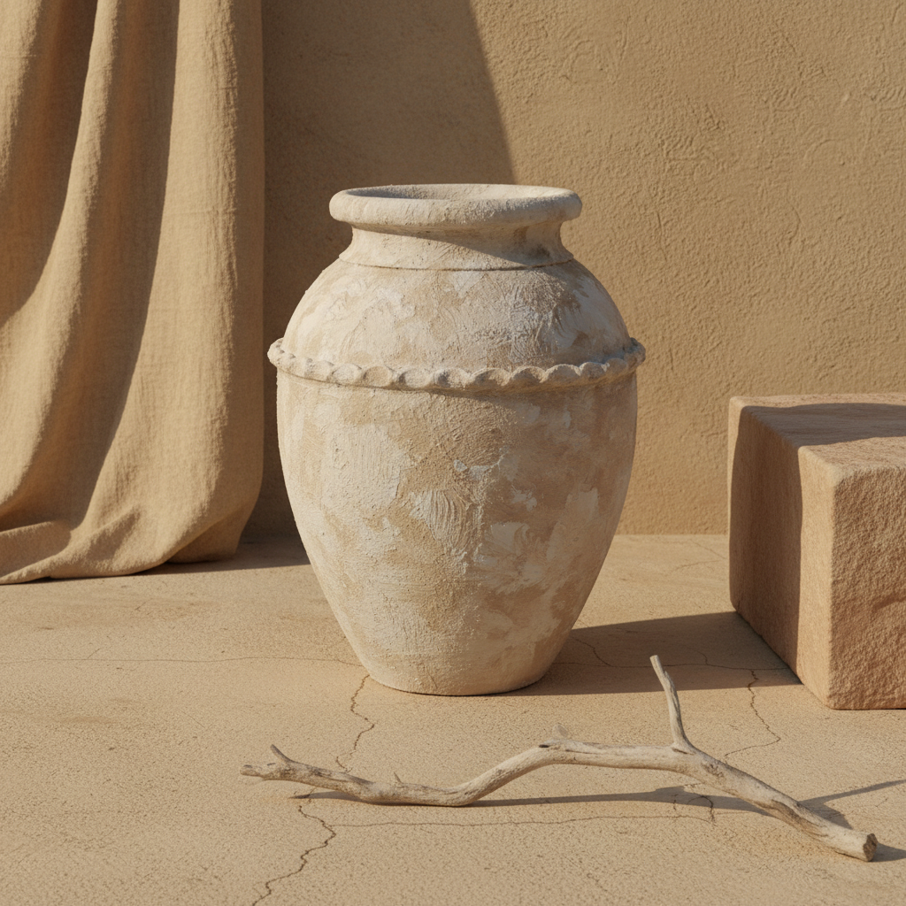Vaso terracota artesanal Tamar H feito à mão Portugal. Design biofílico; Decoração sustentável; Decoração orgânica, estilo wabi-sabi, minimalista, rústico, mediterrânico, Japandi e farmehouse. Decoração de interiores;