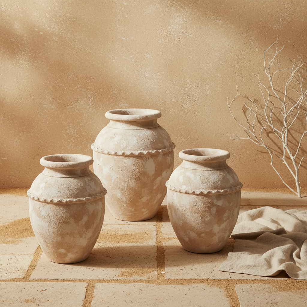 Vaso terracota artesanal Tamar H feito à mão Portugal. Design biofílico; Decoração sustentável; Decoração orgânica, estilo wabi-sabi, minimalista, rústico, mediterrânico, Japandi e farmehouse. Decoração de interiores;