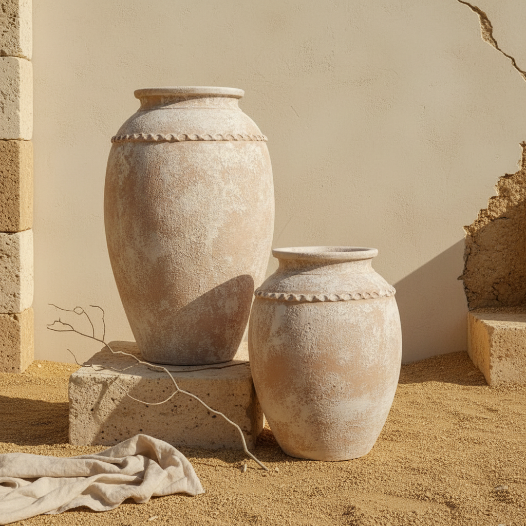 Vaso terracota artesanal Tamar I feito à mão Portugal. Decoração Orgânica; Design biofílico; Decoração sustentável; Decoração estilo wabi-sabi, minimalista, rústico, mediterrânico, Japandi e farmehouse. Decoração de interiores; 