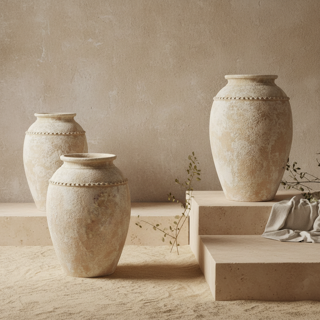 Vaso terracota artesanal Tamar I feito à mão Portugal. Decoração Orgânica; Design biofílico; Decoração sustentável; Decoração estilo wabi-sabi, minimalista, rústico, mediterrânico, Japandi e farmehouse. Decoração de interiores; 