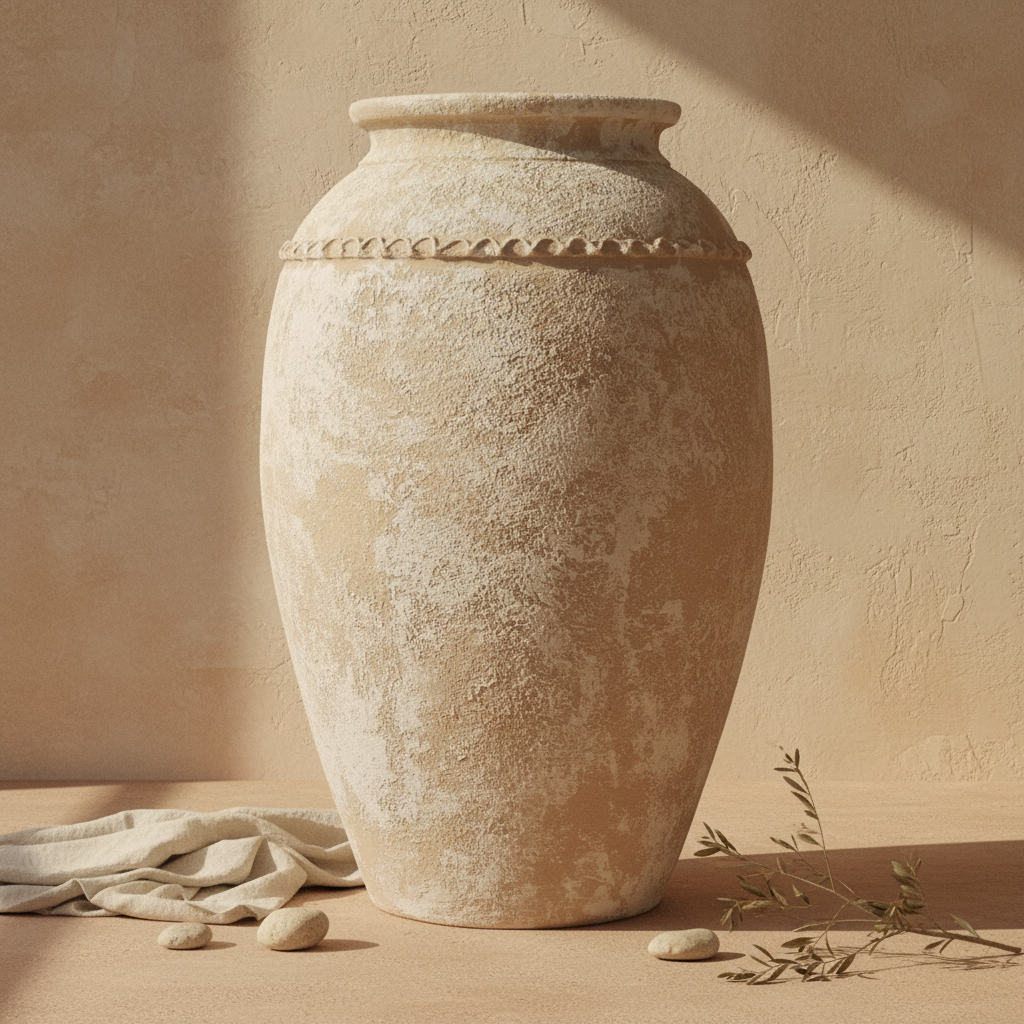 Vaso terracota artesanal Tamar I feito à mão Portugal. Decoração Orgânica; Design biofílico; Decoração sustentável; Decoração estilo wabi-sabi, minimalista, rústico, mediterrânico, Japandi e farmehouse. Decoração de interiores; 
