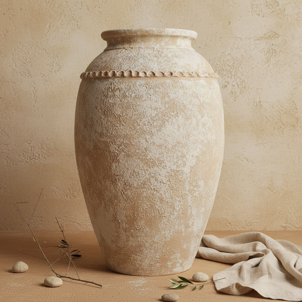 Vaso terracota artesanal Tamar I feito à mão Portugal. Decoração Orgânica; Design biofílico; Decoração sustentável; Decoração estilo wabi-sabi, minimalista, rústico, mediterrânico, Japandi e farmehouse. Decoração de interiores; 