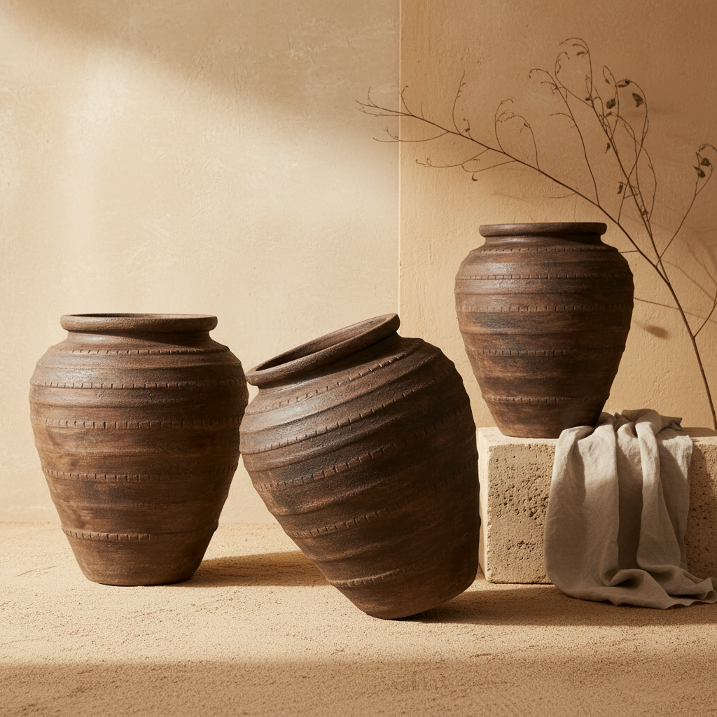 Vaso terracota artesanal RÚSTICO L, feito artesanalmente em Portugal. Decoração de interiores; Design biofílico; Decoração sustentável nos estilos: Japandi, minimalista, rústico, mediterrânico, farmhouse e cottage. 