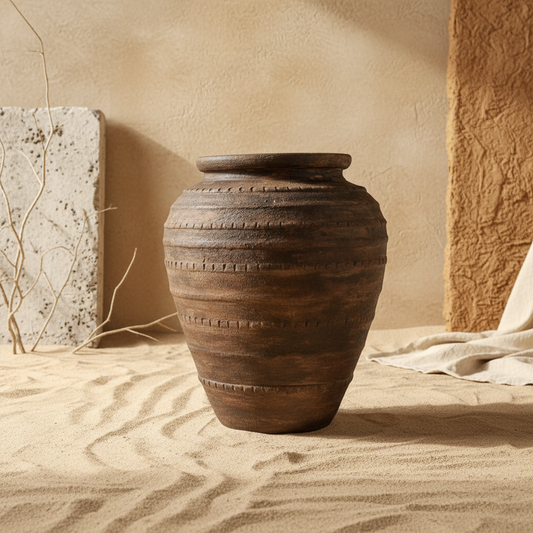 Vaso terracota artesanal RÚSTICO L, feito artesanalmente em Portugal. Decoração de interiores; Design biofílico; Decoração sustentável nos estilos: Japandi, minimalista, rústico, mediterrânico, farmhouse e cottage. 