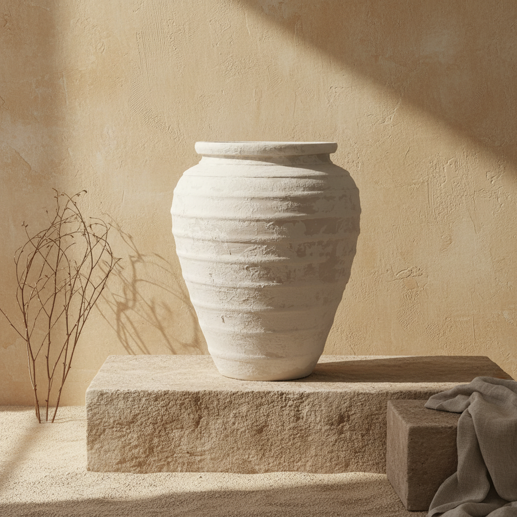 Vaso terracota artesanal Marua A, MADE IN Portugal. Estilo wabi-sabi, minimalista, rústico, mediterrânico, moderno e outras. Decoração sustentável e design de interiores; design biofílico;