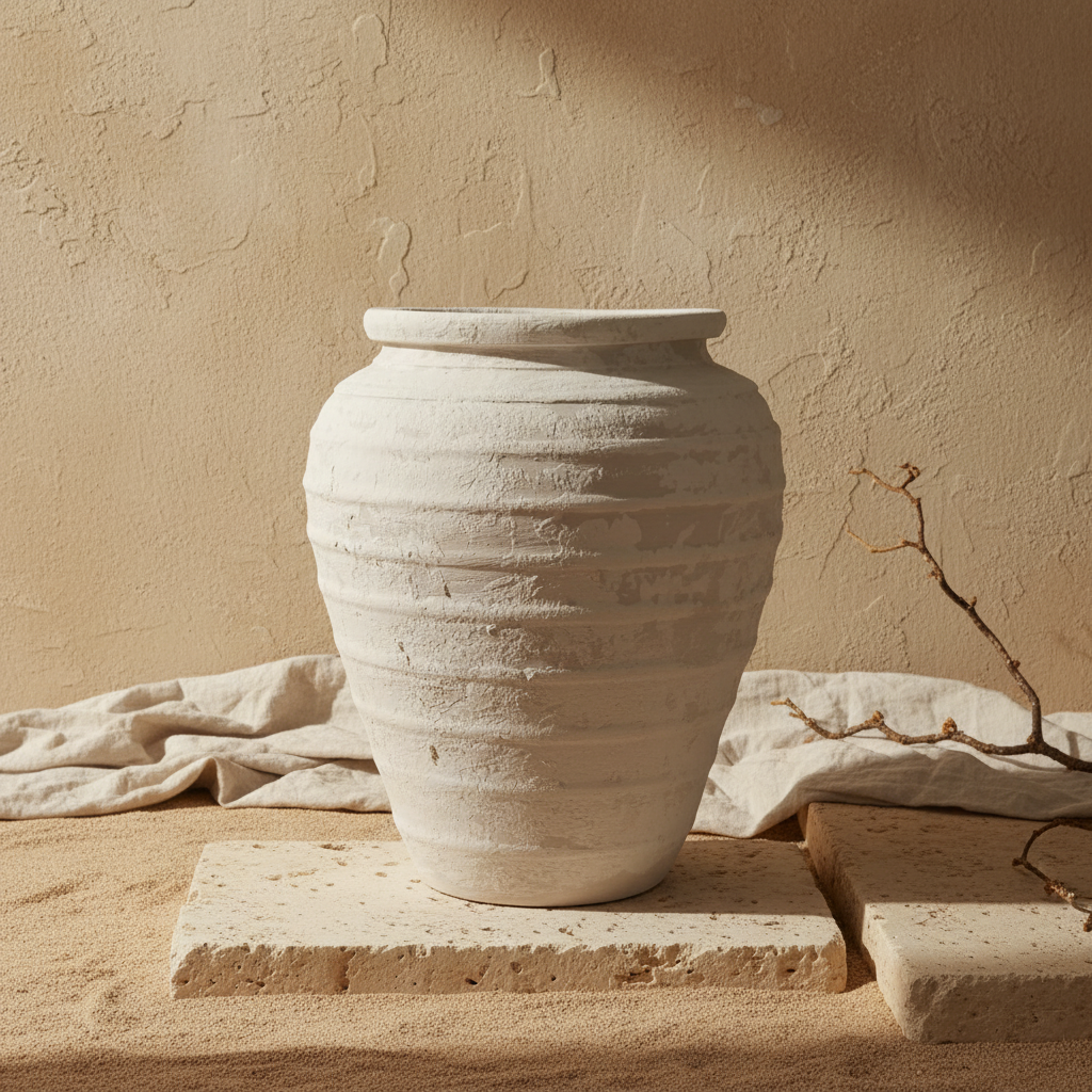 Vaso terracota artesanal Marua A, MADE IN Portugal. Estilo wabi-sabi, minimalista, rústico, mediterrânico, moderno e outras. Decoração sustentável e design de interiores; design biofílico;