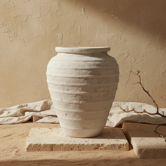 Vaso terracota artesanal Marua A, MADE IN Portugal. Estilo wabi-sabi, minimalista, rústico, mediterrânico, moderno e outras. Decoração sustentável e design de interiores; design biofílico;