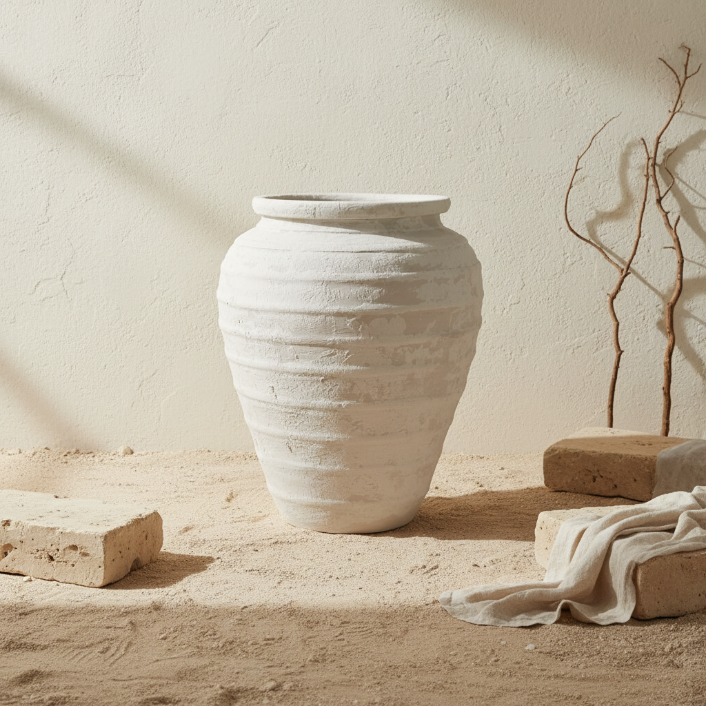 Vaso terracota artesanal Marua A, MADE IN Portugal. Estilo wabi-sabi, minimalista, rústico, mediterrânico, moderno e outras. Decoração sustentável e design de interiores; design biofílico;