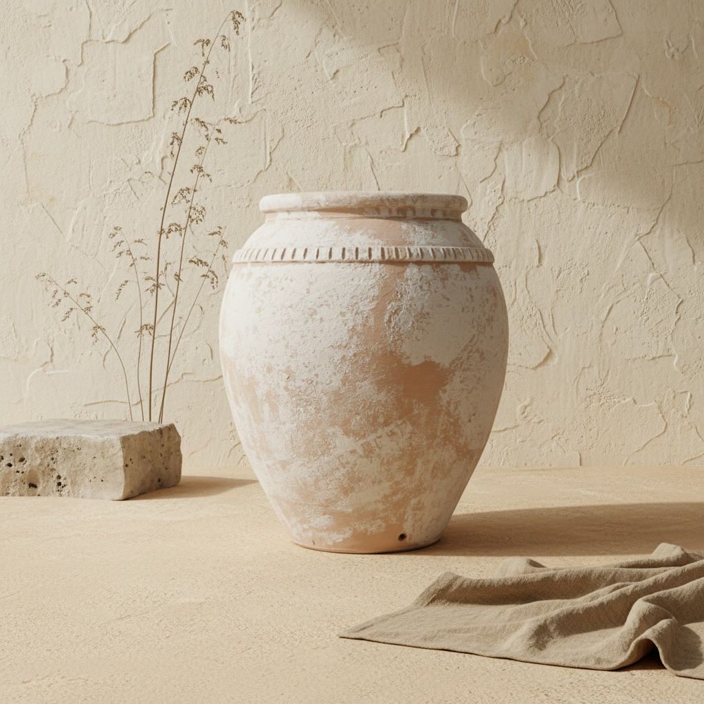 Vaso terracota artesanal Luma B feito à mão em Portugal, decoração wabi-sabi, minimalista, rústica, mediterrânica, cottagecore e farmhouse . Decoração e design de interiores; decoração e design biofílico;
