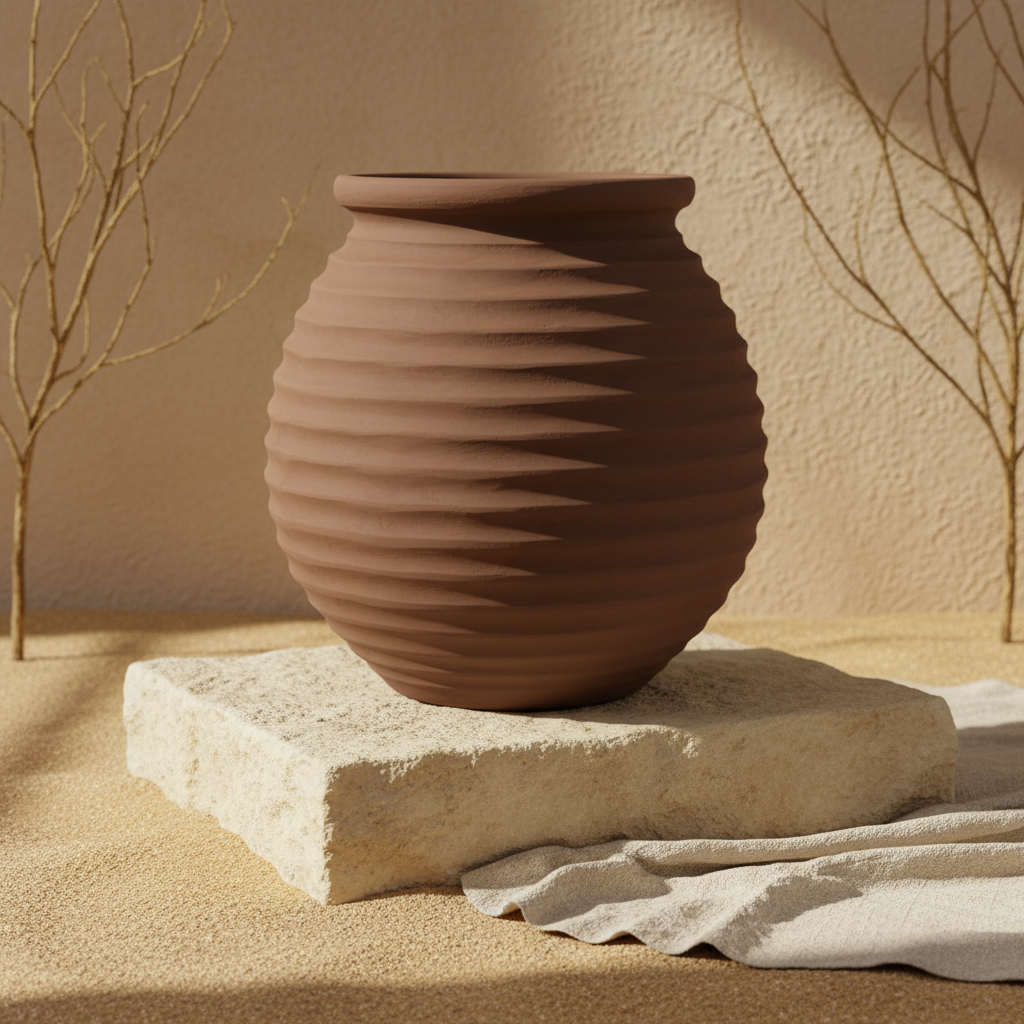 Vaso terracota artesanal  EXC 19, handmade em Portugal. Decoração orgânica; Decoração wabi-sabi, farmhouse, Japandi, minimalista, mediterrânica, cottagecore e moderno. Design de interiores sustentável; design biofílico;