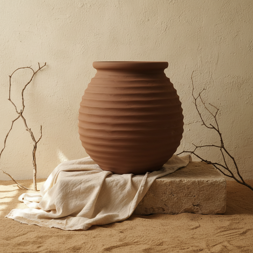 Vaso terracota artesanal  EXC 19, handmade em Portugal. Decoração orgânica; Decoração wabi-sabi, farmhouse, Japandi, minimalista, mediterrânica, cottagecore e moderno. Design de interiores sustentável; design biofílico;