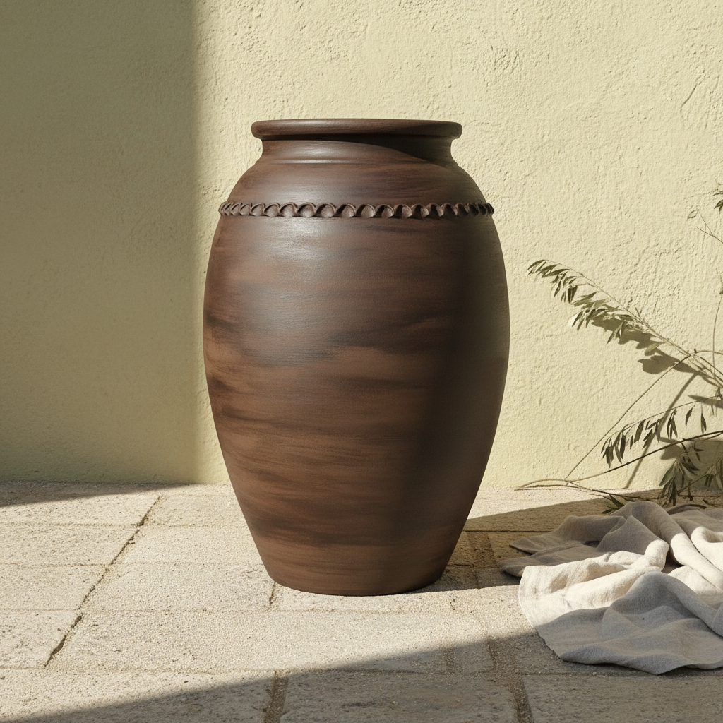 Vaso terracota artesanal Exclusivo X.2, feito à mão Portugal. Decoração Orgânica; Design biofílico; Decoração sustentável; Decoração estilo wabi-sabi, minimalista, rústico, mediterrânico, Japandi e farmehouse. Decoração de interiores; 