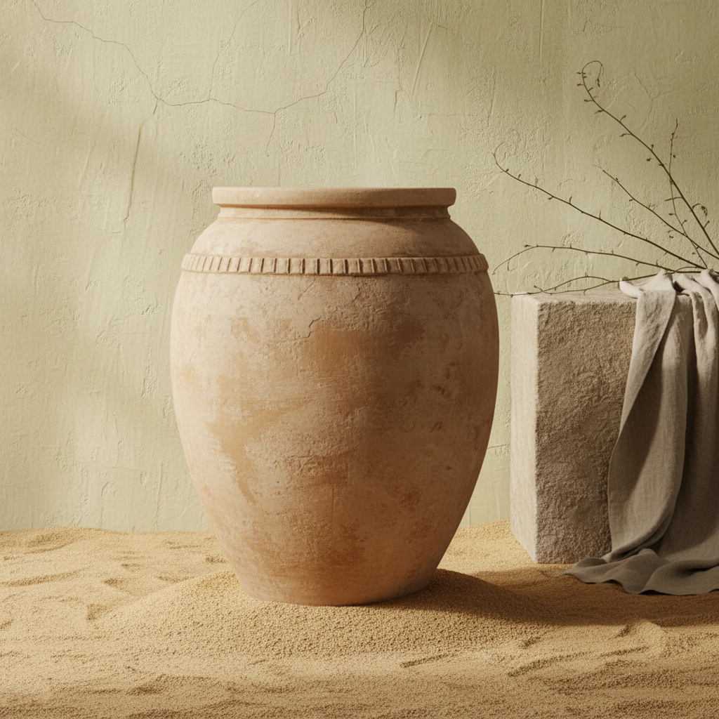 Vaso terracota artesanal Luma F, artesanalmente feito em Portugal. Decoração orgânica, decoração wabi-sabi, minimalista, rústica, mediterrânica, cottagecore e farmhouse . Decoração e design de interiores; decoração e design biofílico;