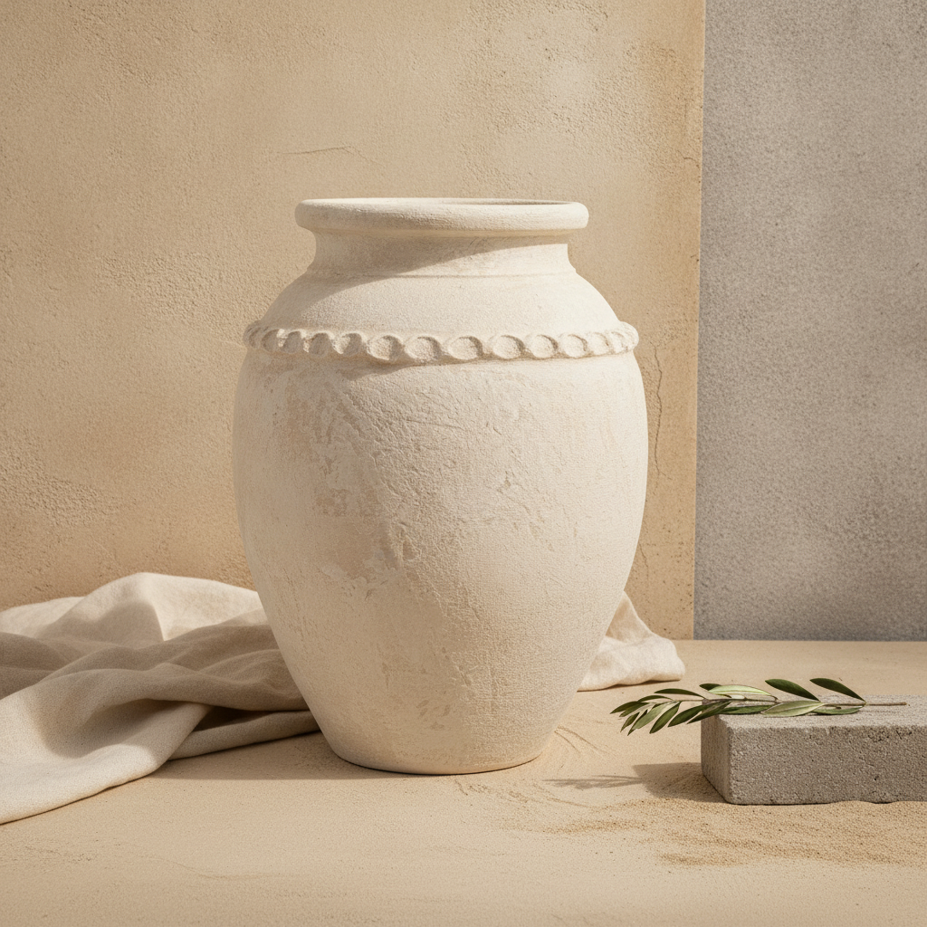 Vaso terracota artesanal Tamar J feito à mão Portugal. Decoração organica em terracota; Decoração estilo wabi-sabi, minimalista, rústico, mediterrânico, Japandi e farmehouse. Decoração de interiores;  Design biofílico; Decoração sustentável