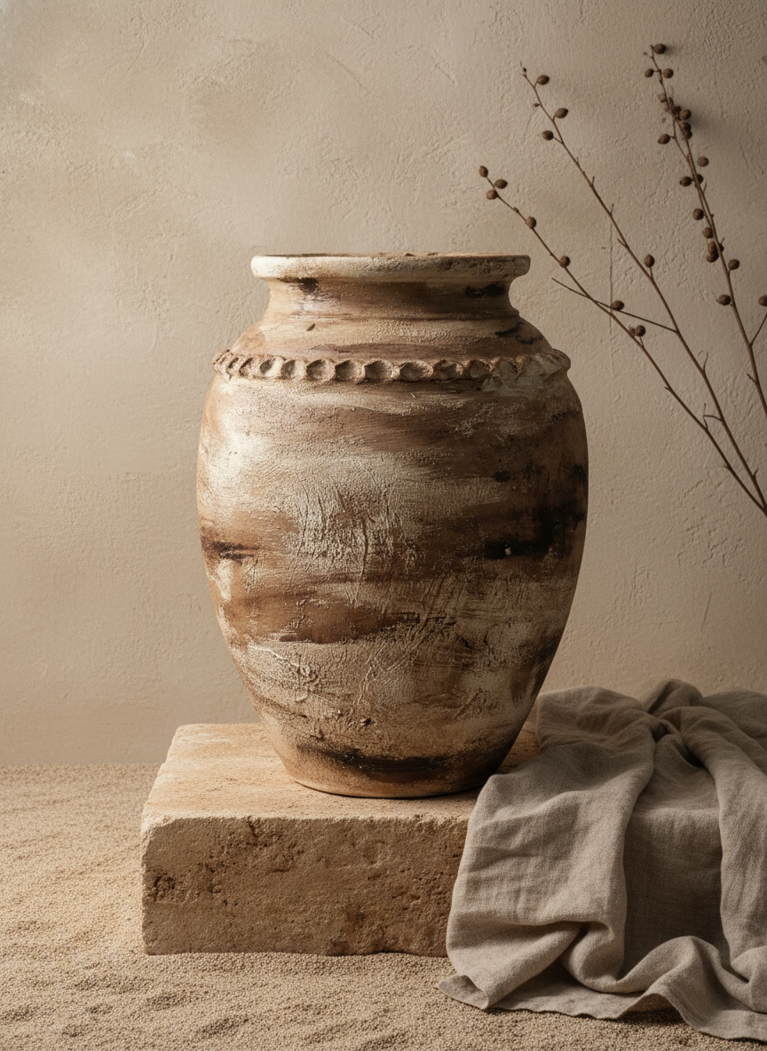Vaso terracota artesanal RÚSTICO D feito à mão Portugal, estilo wabi-sabi, minimalista, rústico, mediterrânico, Japandi e farmehouse. Decoração de interiores;  design biofílico;