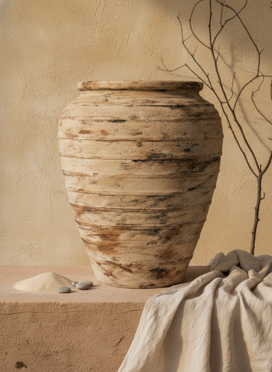 Vaso terracota artesanal Rústico J, feito   à mão em Portugal. Decoração rústica e cottagecore. Inspiração mediterrânica e farmhouse. Decoração de interiores; Design biofílico; Decoração sustentável