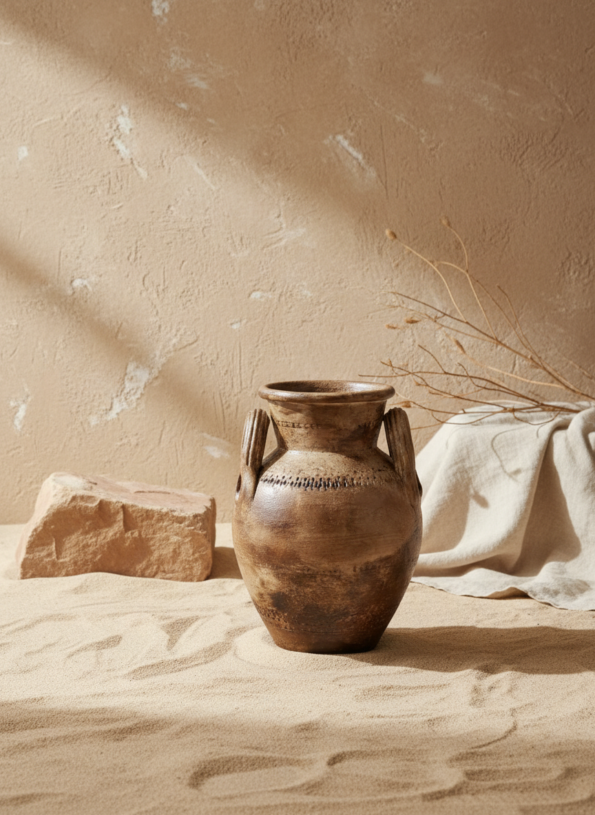 Vaso terracota artesanal RÚSTICO Poteh. Pote feito à mão em Portugal.  Decoração de interiores e exteriores; Estilos minimalista, rústico, mediterrânico, Japandi, estilo wabi-sabi e farmehouse.   Design biofílico;